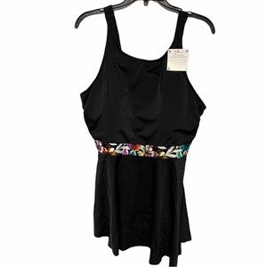 A Shore Fit tankini havana asymmetrical hem swimsuit top